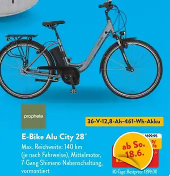 Aldi Nord prophete E-Bike Alu City 28" Angebot