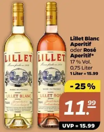 NETTO Lillet Blanc Aperitif oder Rosé Aperitif 0,75 Liter Angebot