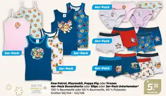 NETTO Paw Patrol, Playmobil, Peppa Pig oder Frozen 4er-Pack Boxershorts oder Slips oder 2er-Pack Unterhemden* Angebot