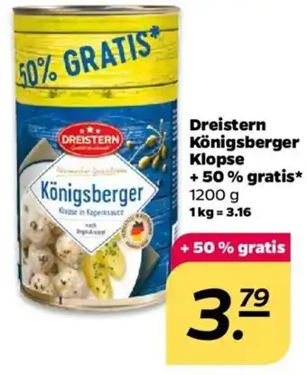 NETTO Dreistern Königsberger Klopse + 50% gratis 1200 g Angebot