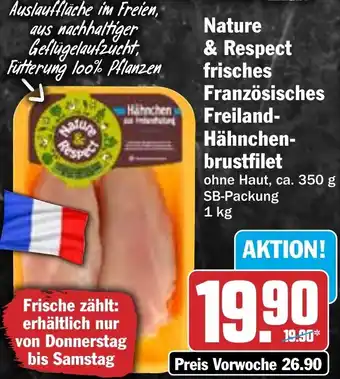 Hit Nature & Respect frisches Französisches Freiland Hähnchenbrustfilet 1 kg Angebot