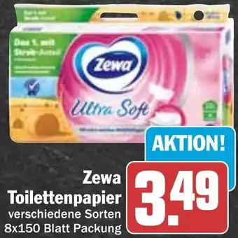 Hit Zewa Toilettenpapier 8x150 Blatt Packung Angebot