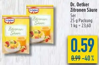 diska Dr. Oetker Zitronen Säure 5er 25 g Packung Angebot