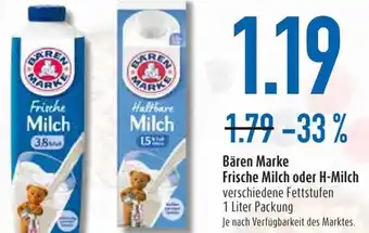 diska Bären Marke Frische Milch oder H-Milch 1 Liter Packung Angebot