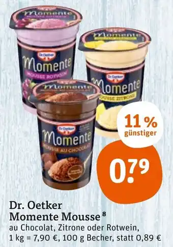 tegut Dr. Oetker Momente Mousse 100 g Becher Angebot