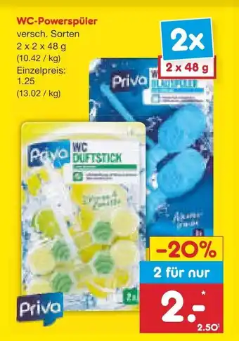 Netto Marken-Discount Priva WC-Powerspüler versch. Sorten 2 x 2 x 48 g Angebot