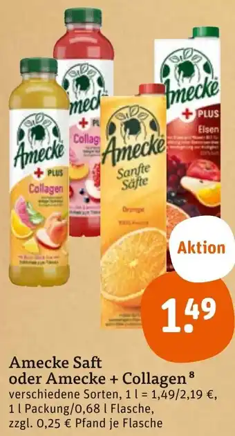 tegut Amecke Saft oder Amecke + Collagen Angebot