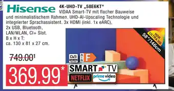 Marktkauf Hisense 4K-UHD-TV 58E6KT Angebot