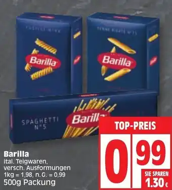 Edeka Barilla ital. Teigwaren 500g Packung Angebot