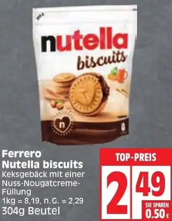 Edeka Ferrero Nutella biscuits 304 g Beutel Angebot