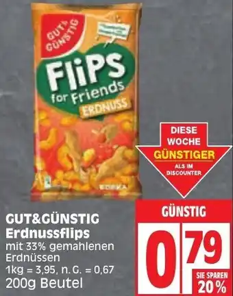 Edeka GUT&GÜNSTIG Erdnussflips 200 g Beutel Angebot