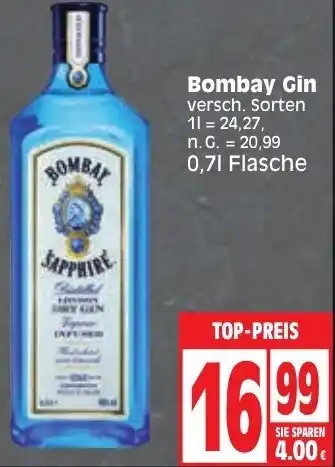 Edeka Bombay Gin 0,7 L Flasche Angebot