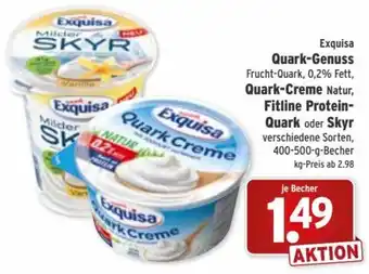 Wasgau Exquisa Quark-Genuss, Quark-Creme Natur, Fitline Protein-Quark oder Skyr 400-500-g-Becher Angebot