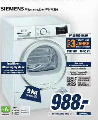 Expert Bening Siemens Wäschetrockner WT47XE90 Angebot