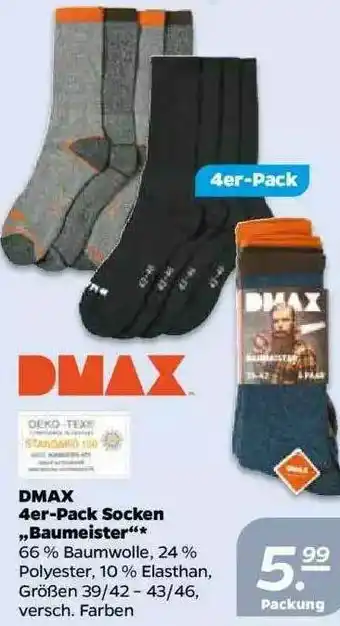 NETTO Dmax 4er Pack Socken „baumeister” Angebot