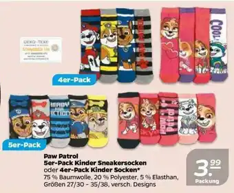 NETTO Paw Patrol 5er Pack Kinder Sneakersocken Oder 4er Pack Kinder Socken Angebot