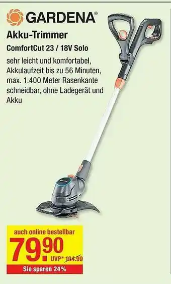 V Baumarkt Gardena Akku-trimmer Comfortcut 23 18v Solo Angebot