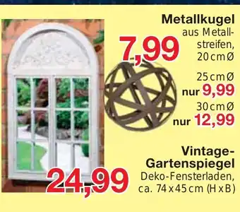 Jawoll Vintage-Gartenspiegel Deko-Fensterladen, ca. 74 x 45 cm (HxB) Angebot