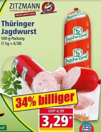 Norma ZITZMANN Thüringer Jagdwurst 500-g-Packung Angebot