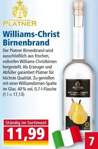 Norma PLATNER Williams-Christ Birnenbrand 0,7 L Flasche Angebot