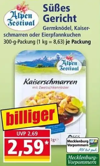 Norma Alpen Festival Süßes Gericht 300 g Packung Angebot