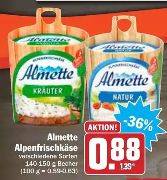 AEZ Almette Alpenfrischkäse 140-150g Becher Angebot