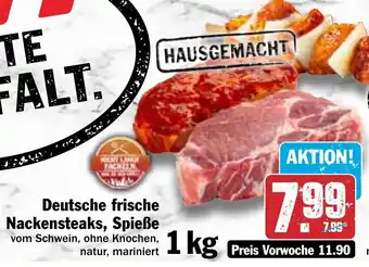 Hit Deutsche frische Nackensteaks, Spieße 1 kg Angebot