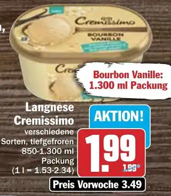 Hit Langnese Cremissimo 850-1.300 ml Packung Angebot