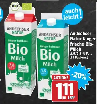 AEZ Andechser Natur länger frische Bio Milch 1L Angebot