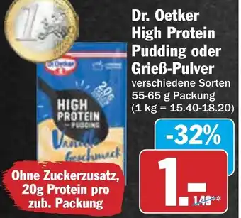 Hit Dr. Oetker High Protein Pudding oder Grieß-Pulver 55-65 g Packung Angebot