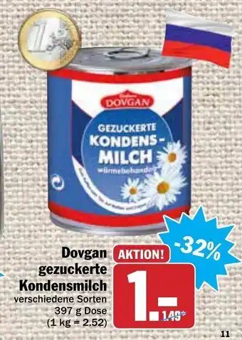 AEZ Dovgan gezuckerte Kondensmilch 397g Angebot