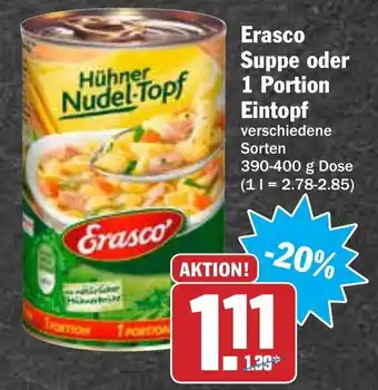 AEZ Erasco Suppe oder 1 Portion Eintopf 390-400g Angebot