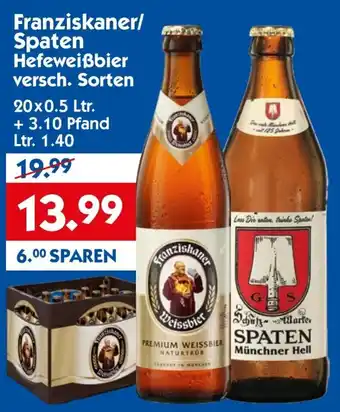 Hol'ab Getränkemarkt Franziskaner/ Spaten Hefeweißbier 20x0,5 Ltr. Angebot