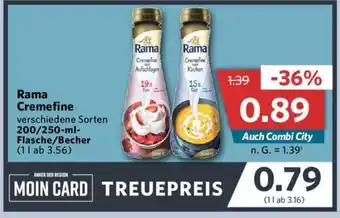 Combi Rama Cremefine 200/250-ml-Flasche/Becher (11 ab 3.56) Angebot