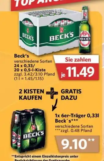 Combi Beck's verschiedene Sorten 20*500/24*330ml Angebot