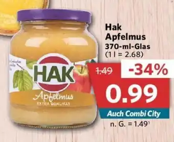 Combi Hak Apfelmus 370-ml-Glas (11 = 2.68) Angebot