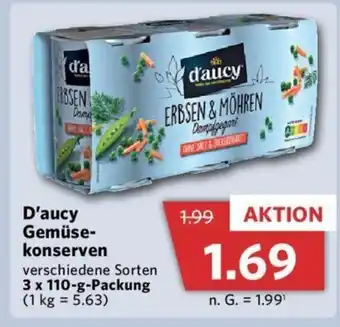Combi D'aucy Gemüse-konserven verschiedene Sorten 3 x 110-g-Packung (1 kg = 5.63) Angebot