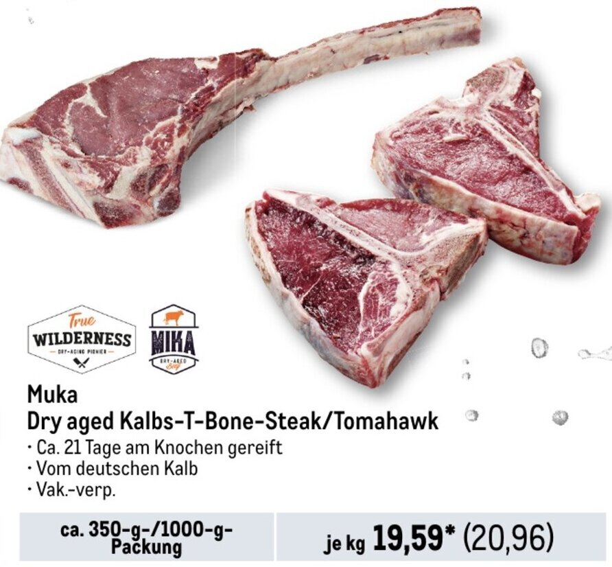 True Wilderness Muka Dry aged KalbsTBoneSteak/Tomahawk ca. 350g