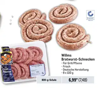 METRO Willms Bratwurst-Schnecken 800-g-Schale Angebot