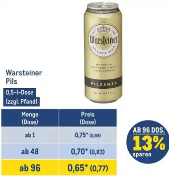 METRO Warsteiner Pils 0,5 L Dose Angebot