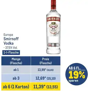 METRO Europa Smirnoff Vodka 1-L-Flasche Angebot