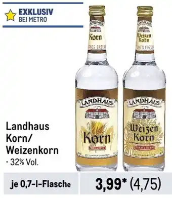METRO Landhaus Korn/ Weizenkorn 0,7-L-Flasche Angebot