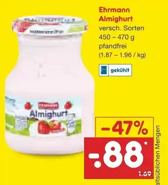 Netto Marken-Discount Ehrmann Almighurt 450-470g Angebot