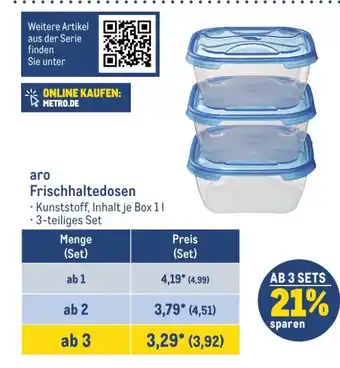 METRO aro Frischhaltedosen • Kunststoff, Inhalt je Box 1l Angebot