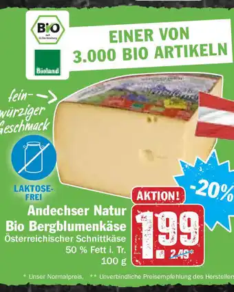 Hit Andechner Natur Bio Bergblumenkäse 100g Angebot