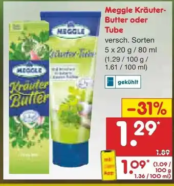 Netto Marken-Discount Meggle Kräuter Butter oder Tube 5x20g/80ml Angebot