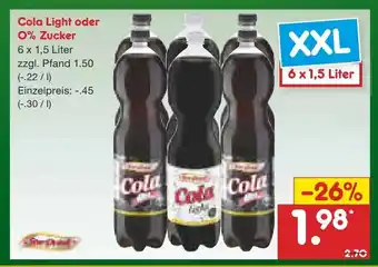 Netto Marken-Discount Cola Light oder 0% Zucker 6x1,5L Angebot