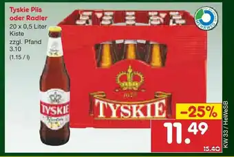 Netto Marken-Discount Tyskie Pils oder Radler 20x0,5L Angebot