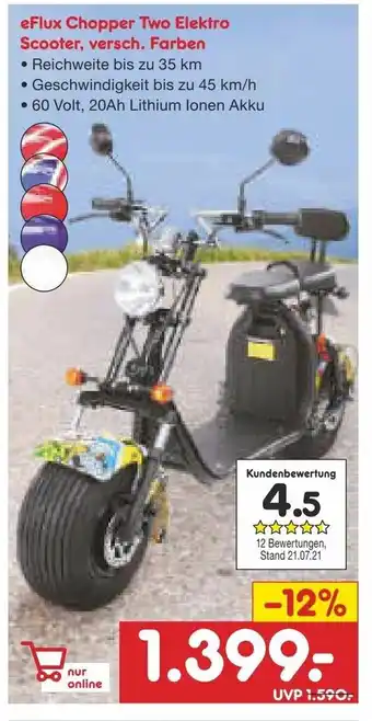 Netto Marken-Discount eFlux Chopper Two Elektro Scooter Angebot