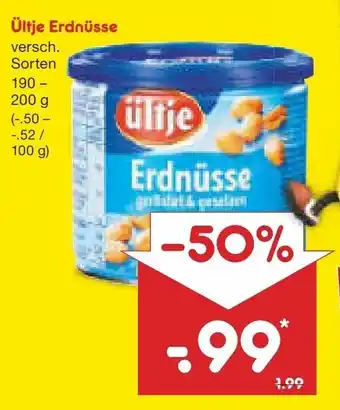 Netto Marken-Discount Ültje Erdnüsse 190-200g Angebot